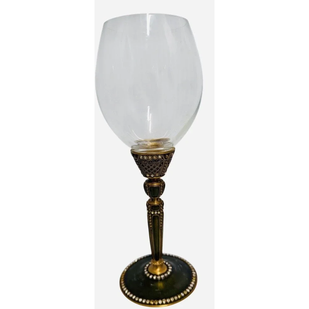 Edgar Berebi Limited Edition Jeweled Wine Goblets Set of 3 Crystal Enamel